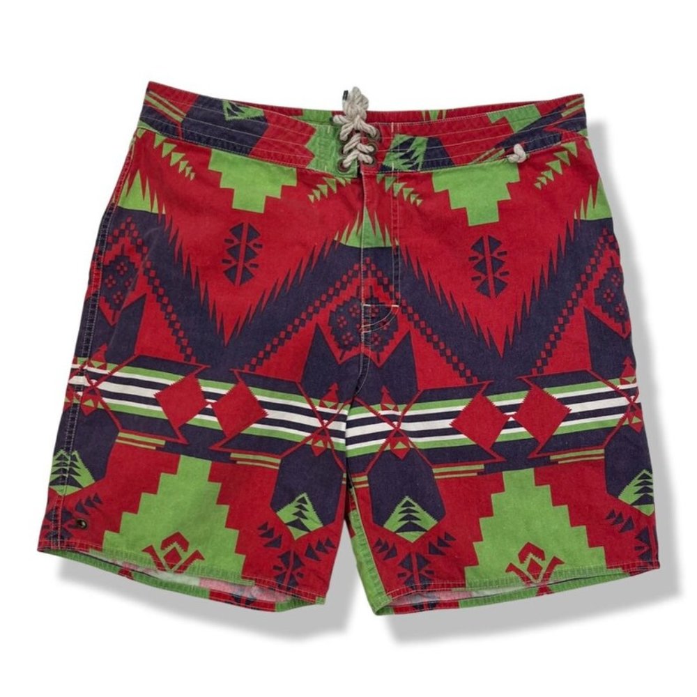 Vintage 90's Polo Ralph Lauren Men's Aztec Multicolor Swim Board Shorts[size 40]